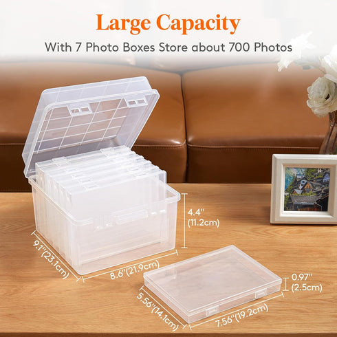 Lifewit Photo Storage Box 5x7, Clear Photo Boxes for Cards, Pictures, Stamps, with Label Sticker