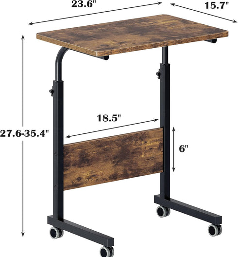 23.6 Inches Sofa,DUS-05#1-60FG-FBA DlandHome Rolling Desk Mobile Standing Desk Mobile Side Table w/Wheels Adjustable