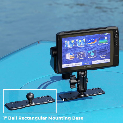 1" Ball Aluminum Alloy Fish Finder Mounting Plate, Universal Marine Electronic Mount for Garmin, Lowrance, Humminbird,