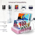 USB Charging Station Dock, 5 Port with 7 Short Mixed Cables, Designed for iPhone, iPad, Cell Phones, Light Pink