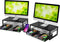 Simple Trending 2 Pack-2 Tier Metal Monitor Riser Stand - Computer Desk Organizer with Drawer, Black