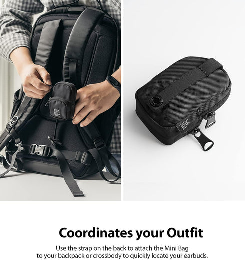 Ringke Mini Pouch, Two Pocket Small Bag for Wireless Ear Buds, Waterproof Keychain Accessories for AirPods Pro