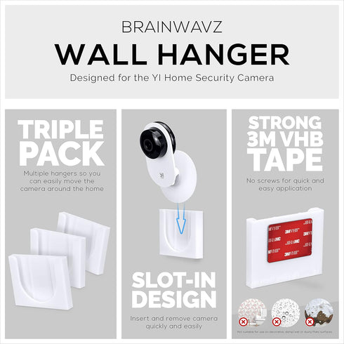 Wall Mount for YI Home Security Camera, 3 Pack Adhesive Holder with Strong 3M VHB Tape