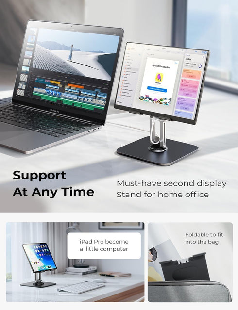 LISEN Adjustable iPad Stand Holder for Desk, 2024 iPad Accessories for Computer, Kindle Table Mount/Monitor/PS/Switch,