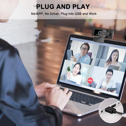 skybess 1080P 110 HD Webcam, Live Stream Web Camera with Microphone and Privacy Cover - View USB Webcam for PC Zoom