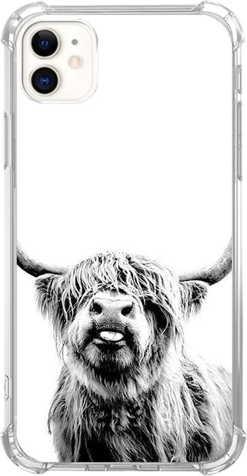 Scottish Highland Cattle Phone Case for iPhone 12/12 Pro - Hippie Wild Cow Animal Cover