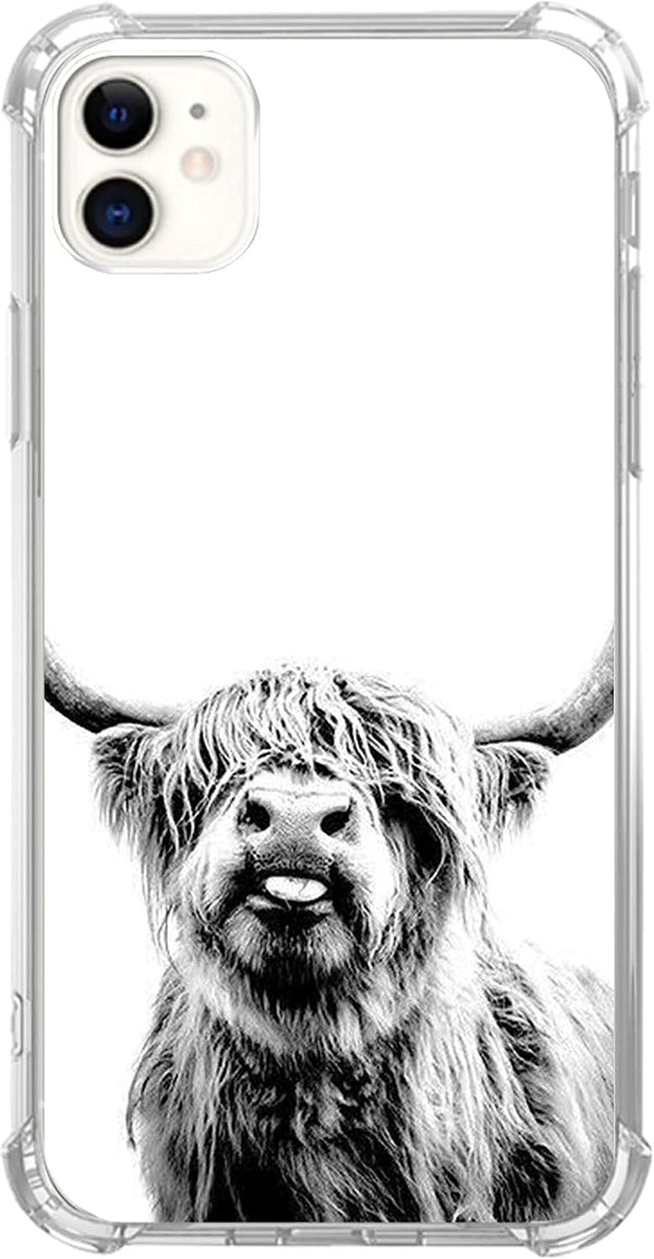 Scottish Highland Cattle Phone Case for iPhone 12/12 Pro - Hippie Wild Cow Animal Cover