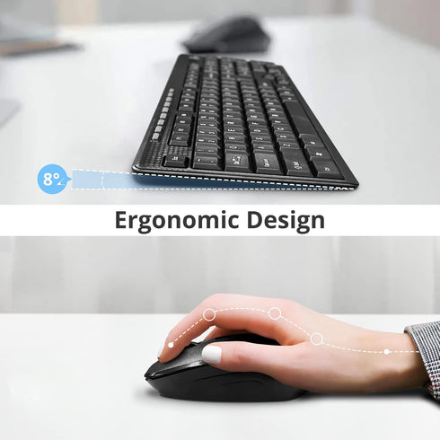 SIIG Jk-WR0T12-S1 Standard Size 102Key Wireless Keyboard with 3Button Wireless Optical Mouse in Black