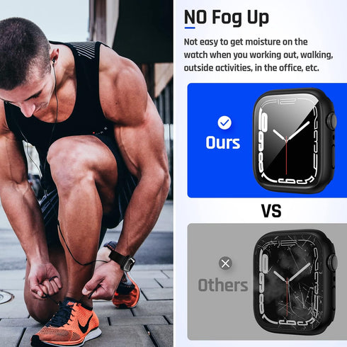 2-Pack Goton Waterproof Apple Watch Case for Series 9 8 7, 360 Protective Glass Face Cover + Back Bumper
