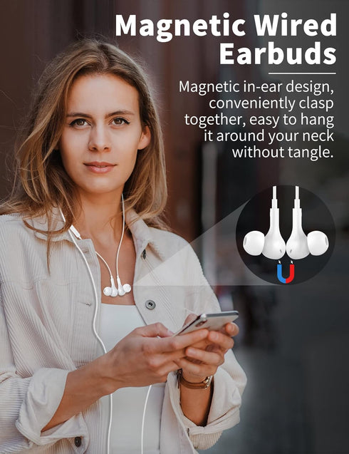 Wired Earbuds with Microphone, TITACUTE 3.5mm Wired Earphone, Magnetic in-Ear Headphone Jack Stereo Audio for iPhone 6,