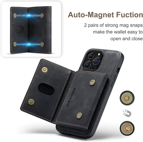 SZHAIYU 2 in 1 Detachable Back Cover for iPhone 13 Pro Max, Wallet Case with Card Holder, Slim Leather Pocket