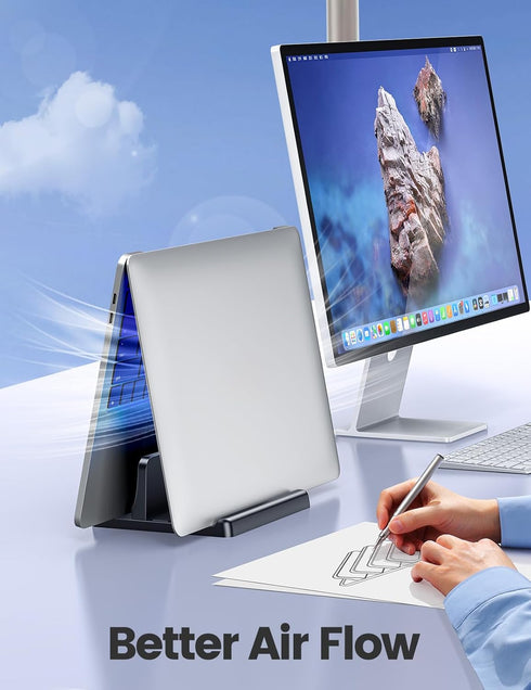 Vaydeer Vertical Laptop Stand Holder, Adjustable Desktop Dock for MacBook Pro, Air, HP, Dell, and Lenovo - Black