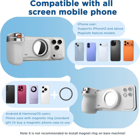 imgrose Magnetic Phone Camera Grip, Shutter Grip Handle Holder for iPhone/Android with Detachable Wireless Shutter