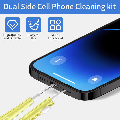 Volisau 10 Pcs Cell Phone Cleaning Kit,Charging Port Cleaner,Dual Sided Anti Clogging Nylon Brushes,Suitable for Clean