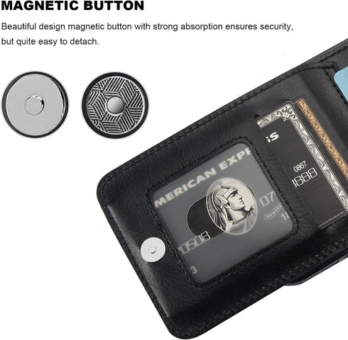 KIHUWEY Samsung Galaxy S24 Plus Wallet Case with Credit Card Holder, Flip Leather Magnetic Clasp Kickstand Cover, Black
