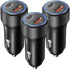 USB C Car Charger, OKRAY 3-Pack 36W 2-Port Type C Fast Charging Adapter for iPhone 15 Pro Max 14 13 12, iPad, Galaxy