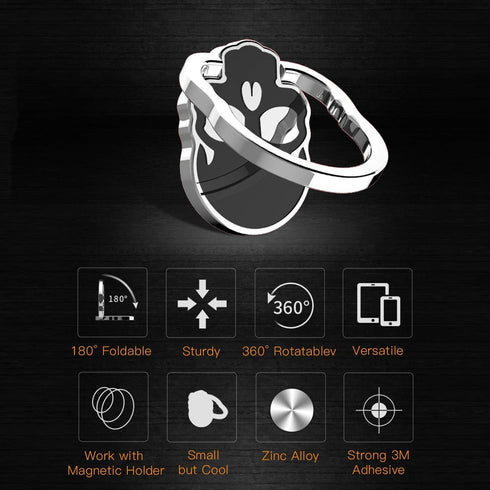 homEdge Cell Phone Skull Ring Grip, Set of 3 Packs 360° Adjustable Finger Holder - Black, White, Red