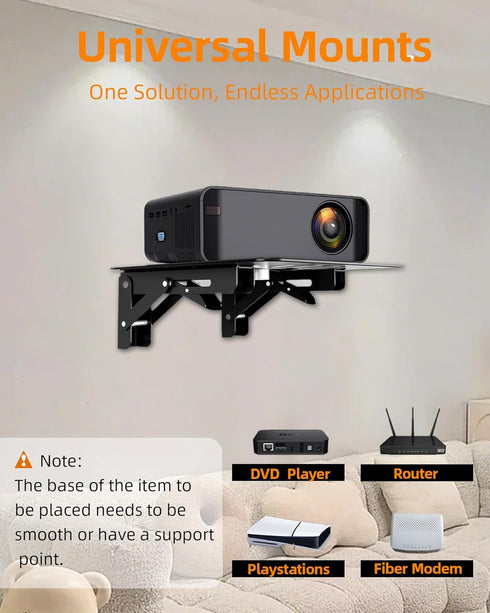 MAWADA PS4, 8.5x7.87 inches, Universal Projectors Shelf for Wall, Foldable Mount with Aluminum Alloy Shelf