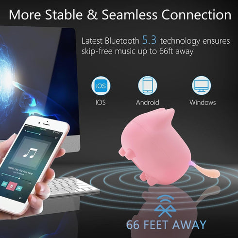 Portable Mini Bluetooth Speaker, Wireless TWS Pairing, Built-in Mic, Super Bass, Cute Pet Subwoofer, Birthday Gift