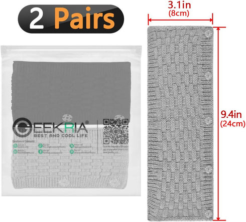 Geekria 2 PCS Knit Fabric Headband Pad Compatible with Bose, AKG, Sennheiser, Sony Headphones Replacement Band, Headset Head Top Cushion Cover Repair Part (Black + Gray)