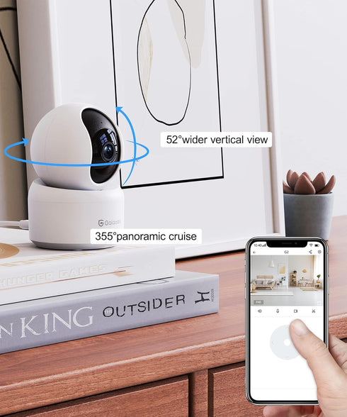 GALAYOU Indoor Security Camera 2K, 360 Degree WiFi Home Security Camera for Baby/Elder/Nanny with Night Vision