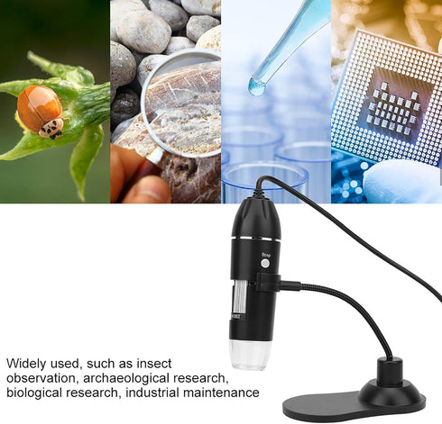 Fydun Digital Microscope, 50X-1000X USB Electronic Microscope with Bracket and 8 Adjustable LED Lights