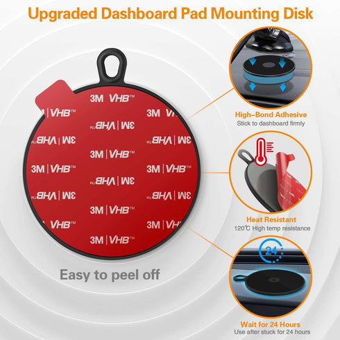 Dashboard Pad Mounting Disk for Suction Cup, Large Plastic 3M Extra Strong Adhesive Disc for Dash Windshield Holder,