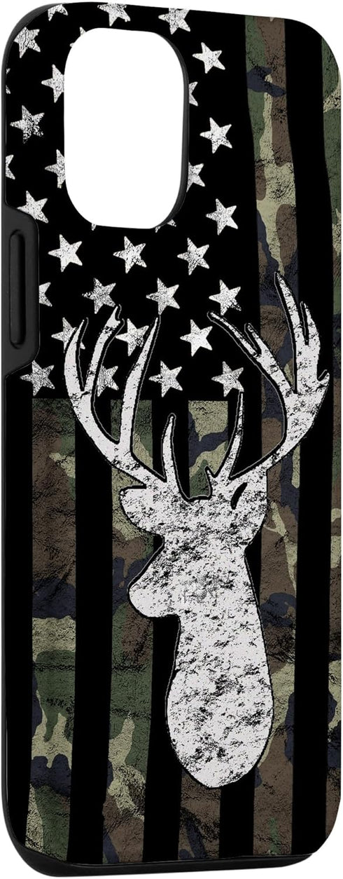 American Flag Whitetail Buck Camouflage Case for iPhone 12/12 Pro