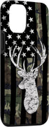 American Flag Whitetail Buck Camouflage Case for iPhone 12/12 Pro