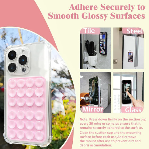 JiaJiuTong 2.28"x3.46" Silicone Suction Phone Case Adhesive Mount, Durable, Hands-Free Sticky Phone Holder, Upgraded