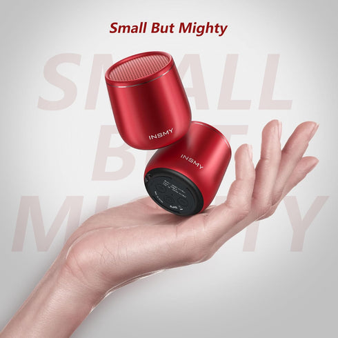 INSMY Small Bluetooth Speaker, Waterproof Mini Portable Wireless Speaker, Punchy Bass Rich Audio Stereo Pairing, Handheld Pocket Size, Built in Mic for Hiking Biking Gift Laptop Tablet (Red)