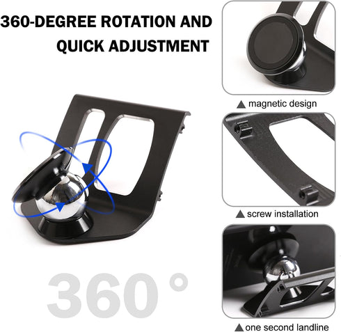 LLKUANG 360-Degree Rotary Cell Phone Holder for BMW 5 Series F11 F10 F07 2010-2016 - Black (Magnet)