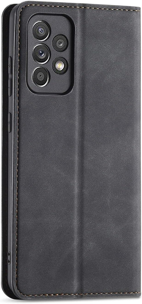 ZZXX Galaxy A52 5G Case Wallet with Card Holder, Magnetic Soft Leather Flip Fold Case, Black, 6.5 Inch