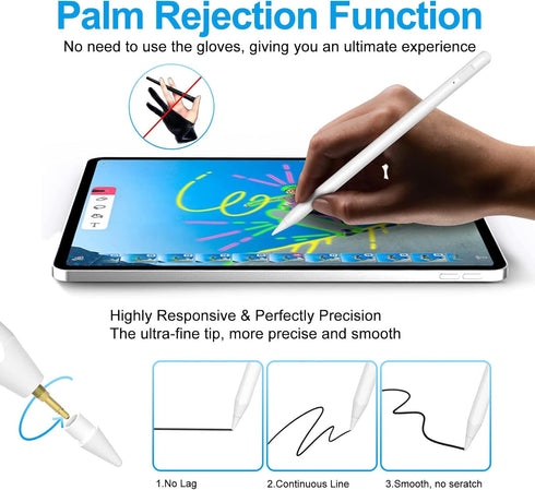 Apple Pencil Stylus Pen for iPad 2018-2024, Compatible with iPad Pro 11/12.9 inch, iPad Air 2024, Black