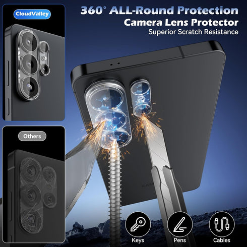 [4 Pack S26 6.9in 5G, 9H CloudValley Camera Lens Protector for Samsung Galaxy Ultra Tempered Glass Lens Cover