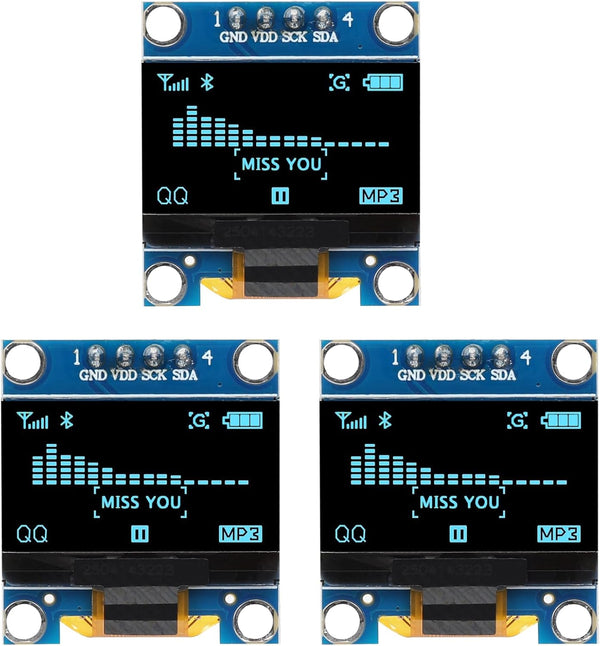 ZHWXFW 3 Pcs 0.96 Inch 128X64 OLED Display Module I2C Self-Luminous Mini Screen
