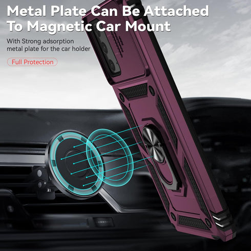 AYMECL Galaxy Note 20 Phone Case, Samsung Note 20 Case with 2 Pcs Self-Healing Film, Slide Camera Cover, Magnetic Ring