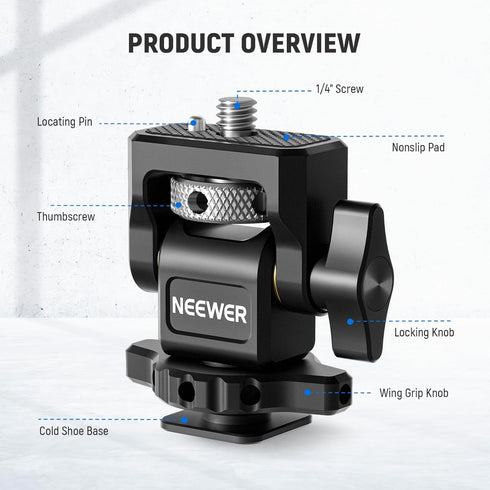 Neewer Camera Monitor Mount with Cold Shoe, 1/4" Screw for 5" & 7" Field Monitor, Compatible with Atomos Ninja V,