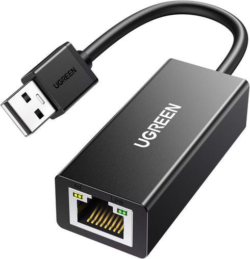 UGREEN USB-A to Ethernet Adapter, 10/100 Mbps Network Adapter for Laptop PC, Black