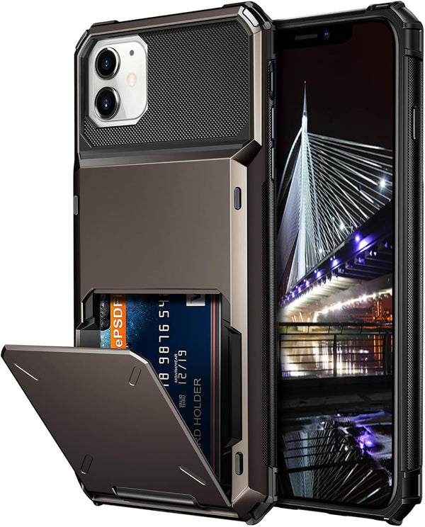 Vofolen iPhone 11 Wallet Case, 4-Card Holder ID Slot, Anti-Scratch Dual Layer Hybrid TPU Bumper Cover