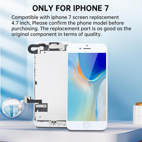 for iPhone 7 Screen Replacement - with Home Button Earpiece Ear Speaker White 3D Touch LCD Display Assembly Fix Tools