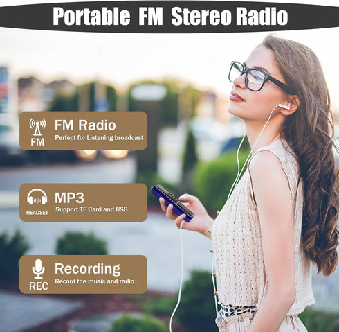 Leting Portable Radio with MP3 Speaker, FM Radio, Supports TF Card/USB/Music Recording, Rechargeable Battery Powered