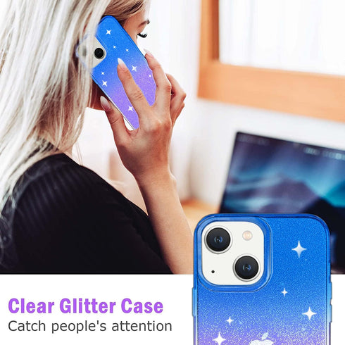 JJGoo Compatible with iPhone 13 Case, Glitter Soft TPU Shockproof Protective Bumper Cover, Sparkle Bling Slim Phone Case