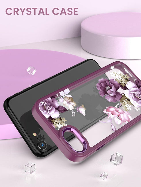 Dretal iPhone SE 2022/2020 Case, with Tempered Glass Screen Protector, Military Grade Drop Tested, Purple