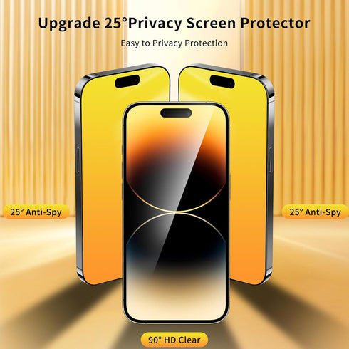 Privacy Screen Protector for iPhone 14 Pro and 15, Anti Spy Tempered Glass Full Coverage with Installation Frame