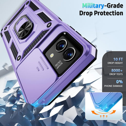 Moto G Stylus 5G 2023 Case (Lavender) - Military Grade Drop Protection, Slide Lens Cover & HD Screen Protector