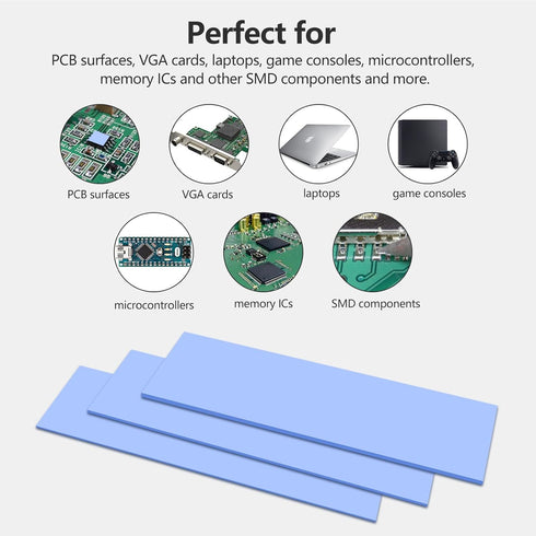 UCEC 30PCS Silicone Thermal Pads, Reusable GPU Thermal Pads for Heat Conduction, 0.5/1.5/1mm, Blue