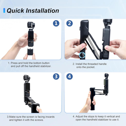 STARTRC OSMO Pocket 3 Handheld Stabilizer, Mini Z-Axis Anti-Shake Handle Grip, Storage Case for DJI Osmo