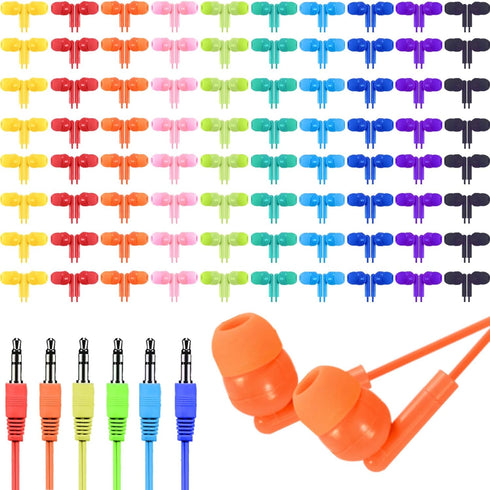 50 Pack Bulk Earbuds for Kids, Classroom Set Earbuds, Affordable in-Ear with