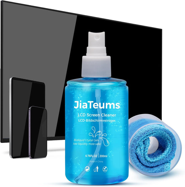 Non-Drip Touchscreen TV Screen Cleaner Spray with Wipe Cloth for LCD LED Dis, Laptop, Phone, Tablet (200 ml/6.7oz)